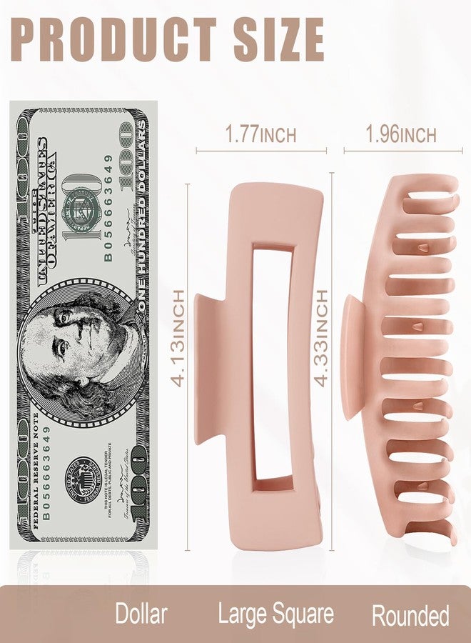 TOCESS Hair Claw Clips for Women - Large 8PK Neutral Matte Jumbo Square Hair Clips for Thick, Thin, Long, Short, Curly Hair Girls, Big Jaw Clip Set for Daily Use (Rosewater Pink) - Image 3
